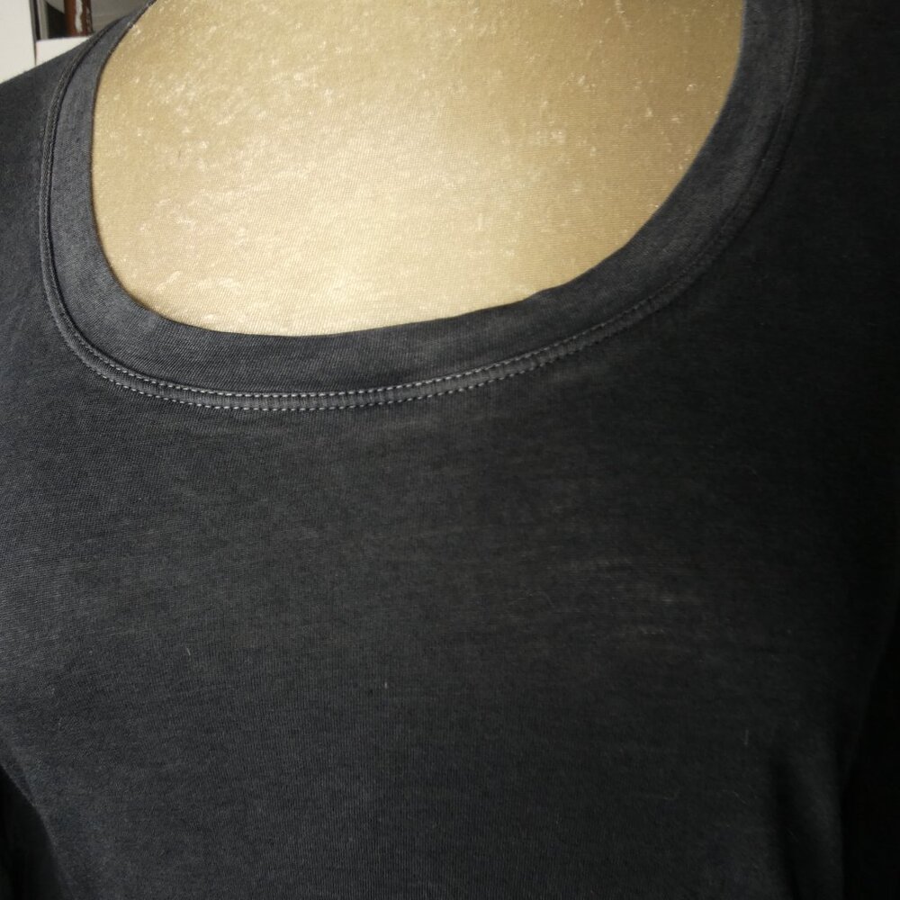 Cotton Citizen Women's S Grey Long Sleeve Burnout Top Scoop Neck Modal & Cotton - Picture 3 of 11